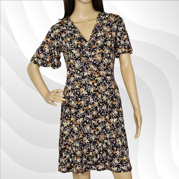 2/$30 NWOT 41 Hawthorn Black Multicolor Floral Short Sleeve Dress Size M - Picture 1 of 5